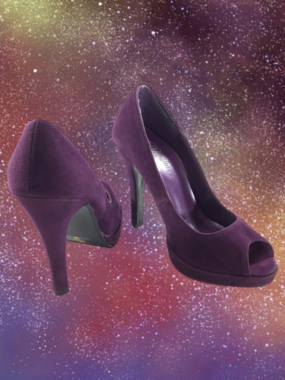 Paprika Open Peep Toe High Heels Platform Pumps Open Toe Purple Suede Shoes 5.5